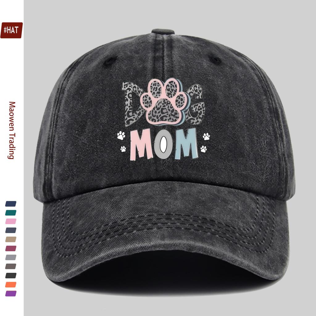 Pc DOG MOM Paw Print Baseball Cap for Women  Men  Adjustable Trucker Hat with Buckle Closure Lightweight Suitable for Outd