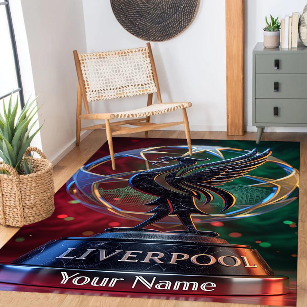 Liverpool Fc Personalized Name Floor Mat Perfect For Dining Room Decorate Room Game Room Playrooms Antislip Carpet Office Home Decor
