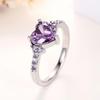 Stylish and Simple Heart-shaped Purple Crystal Women's Light Luxury and Versatile Ring