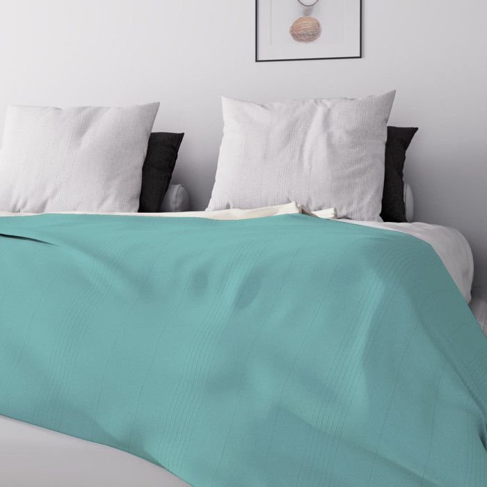 Jeté de lit ou canapé 220x240 cm ADELE bleu lagon, par Soleil d'ocre