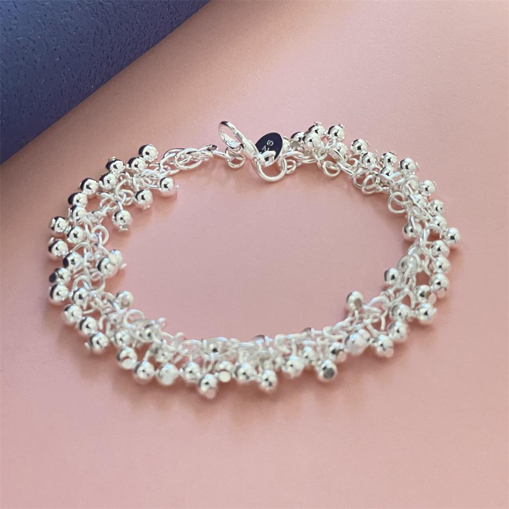 2026 Jewelry Silver Plated Button Grape Bead Bracelet