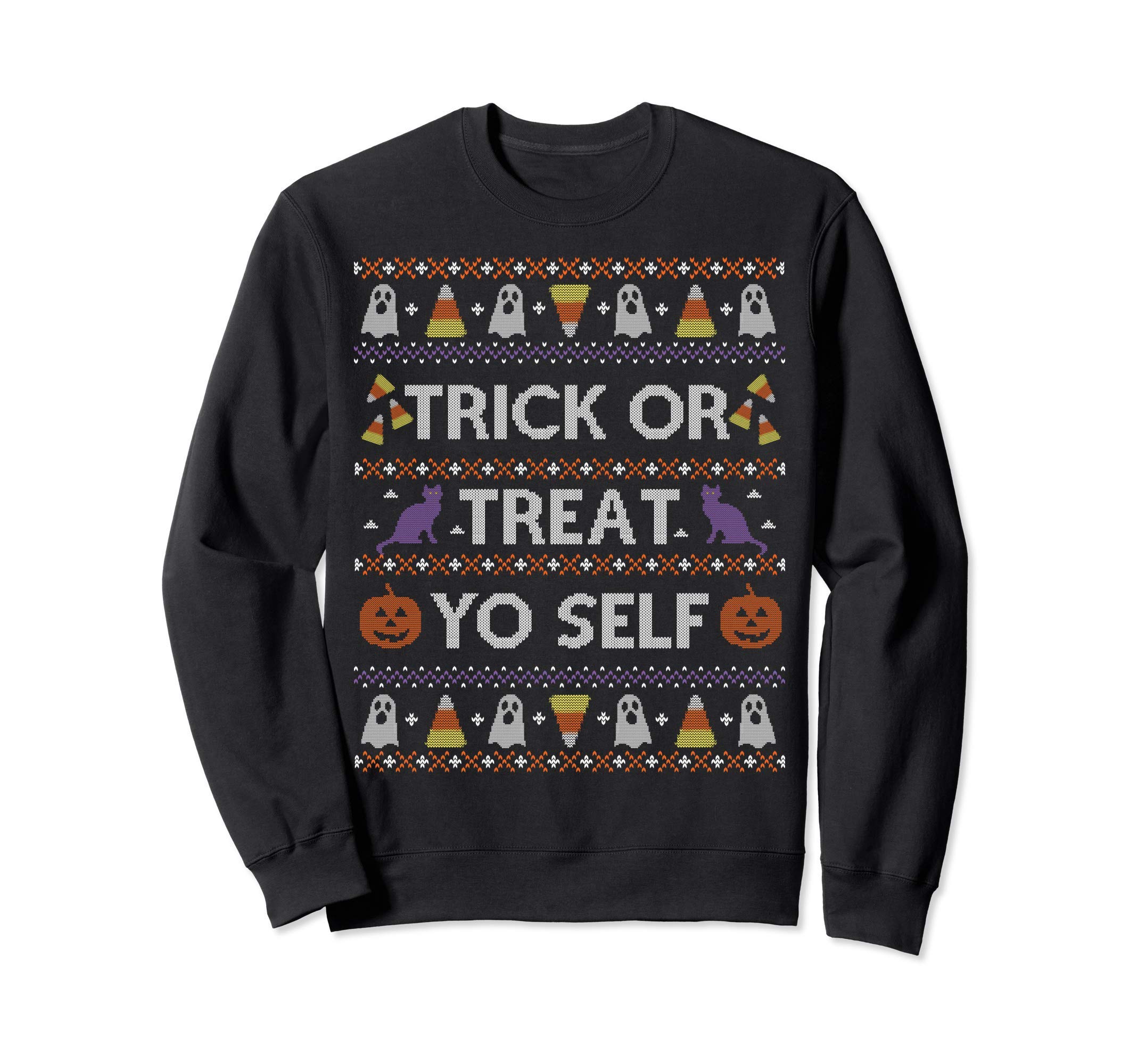 

Funny Ugly Halloween Sweater Trick or Treat Yo Self Sweater чёрный