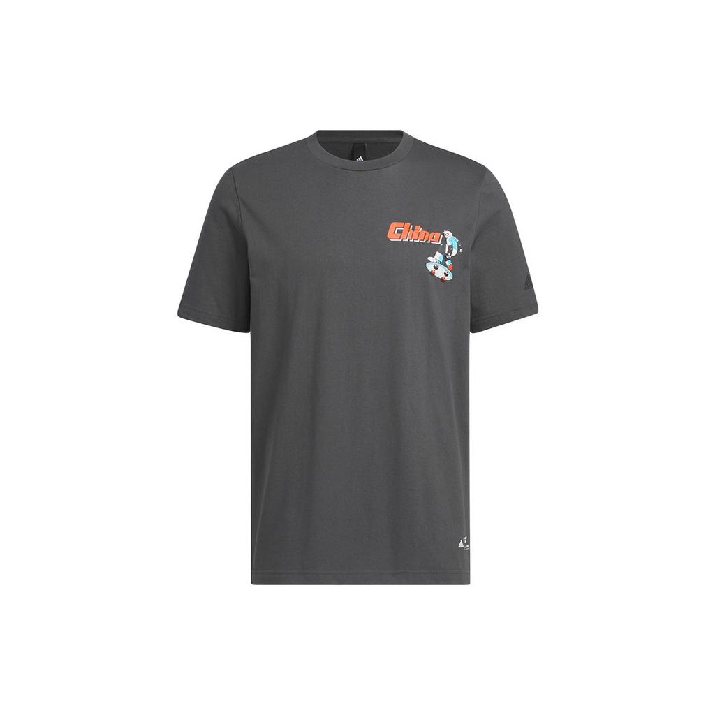 Adidas T Shirts Men's Gray Crew Neck Moderate Straight Fit IP3964