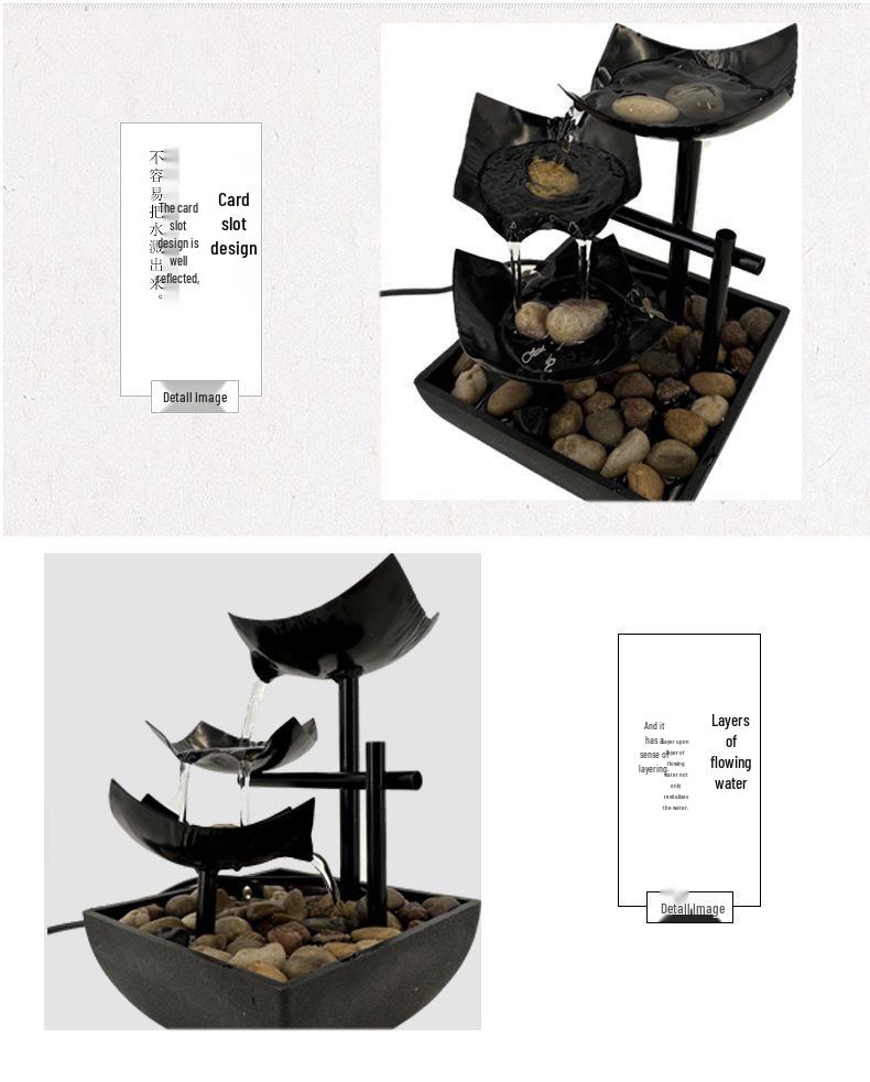 Desktop Rockery Waterfall Fountain for Home, Bedroom, or Living Room Decor