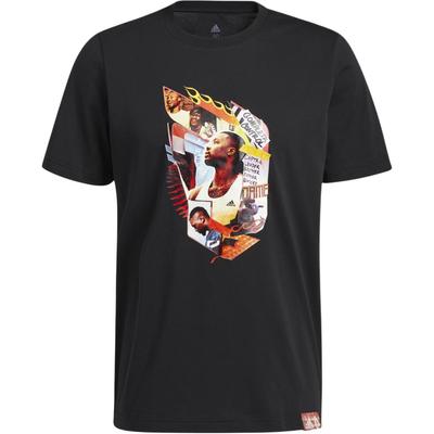 Dame Abstract T Lillard Basketball Character Print Short Sleeve T-Shirt Men Tops Black GH6718