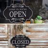 1pcs Stores Open Closed Sign Wooden Hanging Plaque Reversible Double Sided Sign for Store Bar Cafes Pubs Window Wall Art Decor