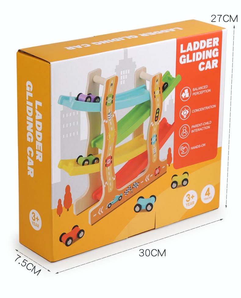 Holz Trägheitsgleiter Auto Bahn & Parkplatz Puzzle Spielzeug für Kinder ab 3 Jahren
