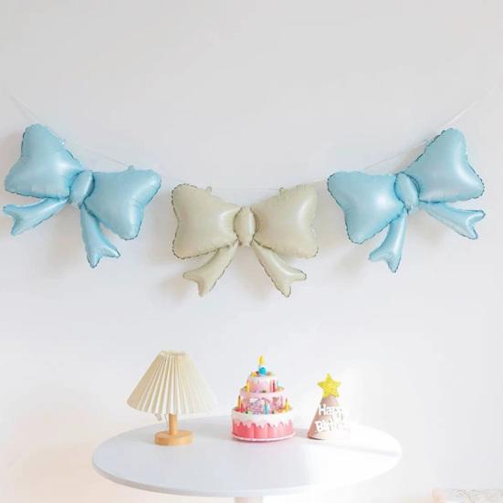 Bow Balloons Quick Inflate Balloon for Birthday Party Decorations Elegant Wedding Bridal Bachelorette Gender Reveal Photo Backdrop Foil Balloons