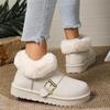 Fashion Casual Metal Buckle Decoration Thick Bottom Snow Boots Fashion Low Heel Boots Women Winter Warm Short Plush Shoes