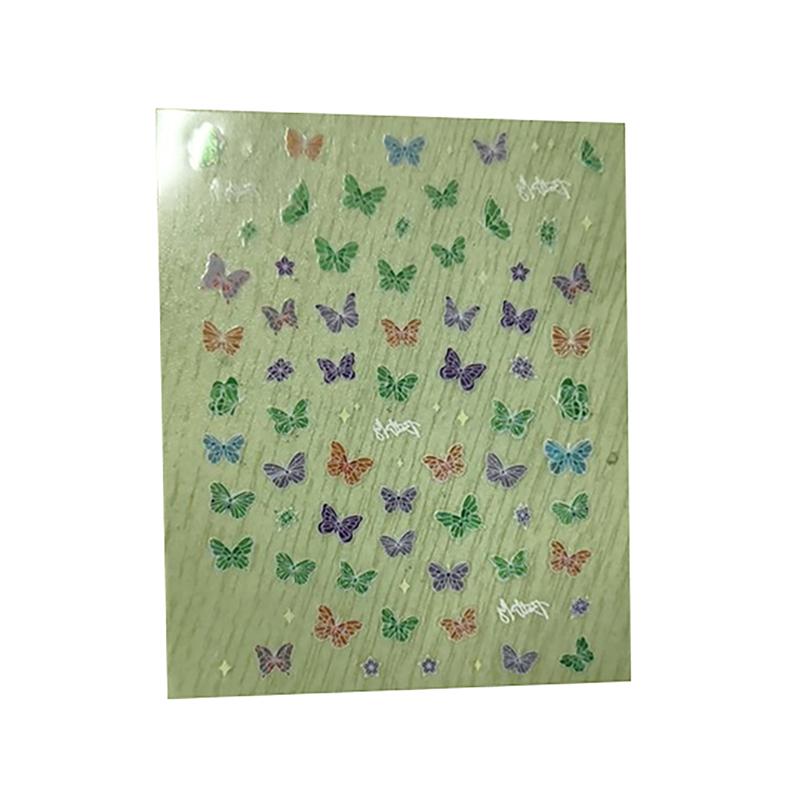 Fashion Delicate Butterfly Wing Streamer Laser Stickers Advanced Embossed Nail Art Stickers Colorful Butterfly Fairy Stickers