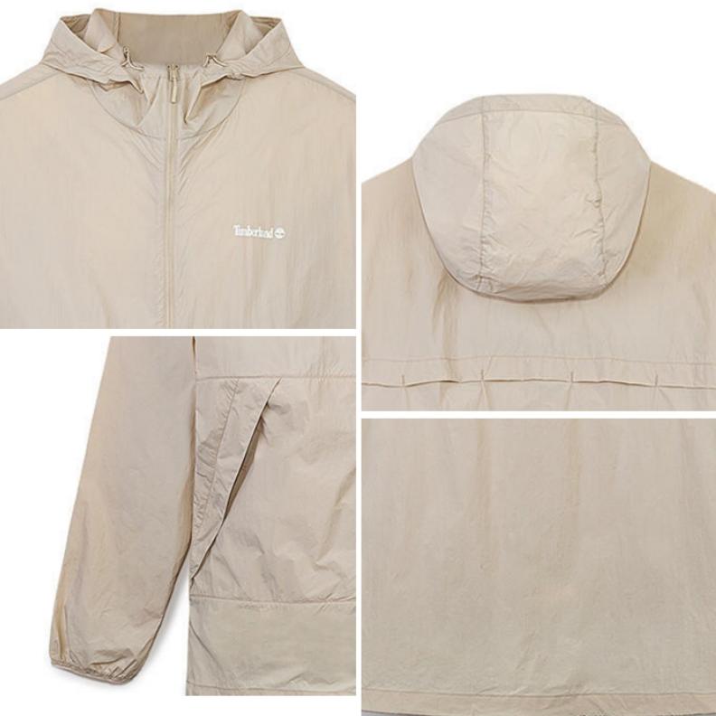 Timberland Solid Color Sun Protection Cool Feel Water Resistant Hooded Jacket Men Jacket Light-Beige A66F3-071