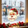 Santa Claus Decor Christmas Wooden Hanging Sign, 2D Snowman Welcome Door Plaque, Xmas Wall Farmhouse Art Ornament, Holiday for Front Porch, Entryway,