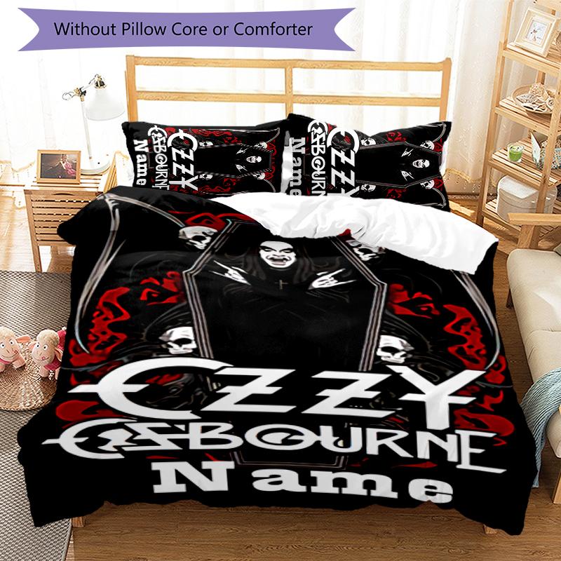 3pcs Custom Name Rock Ozzy Osbourne Bedding Set Duvet Cover Closure Includes 1 Duvet Cover & 2 Pillowcases for All Seasons Bedroom Decor