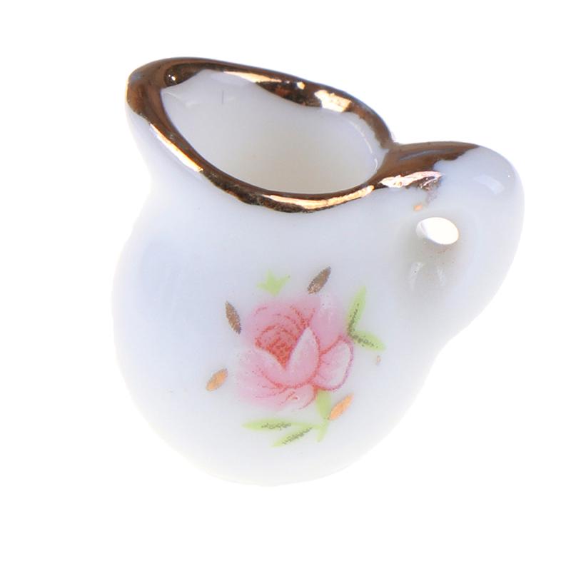 8Pcs 1/12 Dollhouse Miniature Dining Ware Porcelain Tea Set Dish Cups