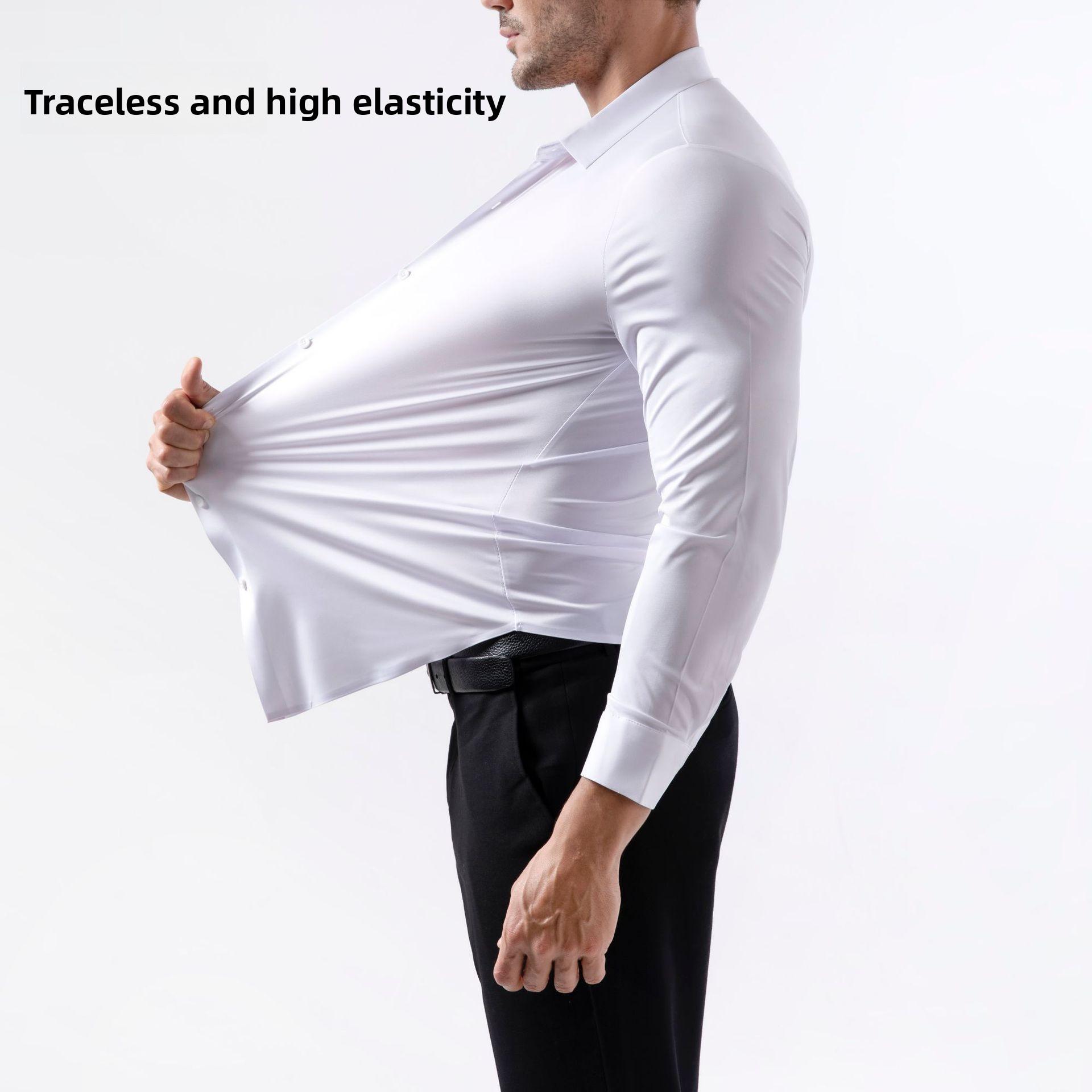 Seamless High-Elastic Four-Way Stretch Shirt For Men, Wrinkle-Resistant And Non-Iron Men S Shirt XS белый