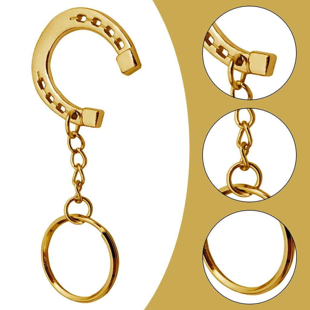 Fashionable Silver Tone Horseshoe Keyring Charm Sturdy Snaffle Bit Designs Keychain for Horse Lovers Decoration