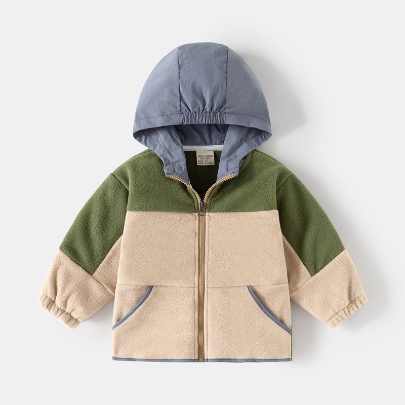 Kids Polar Fleece Jacket Autumn and Winter Girl Velvet Hoodie Boy Hooded Heattech Jacket Baby Fleece Children s Clothing Khaki and Green 90