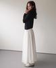 Cool Kitten Flare Long Skirt With Shirred Waist Detail (White)