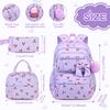 Corduroy Three-Piece Backpack Cherry Pattern Girl Heart Large Capacity Lightweight Backpack