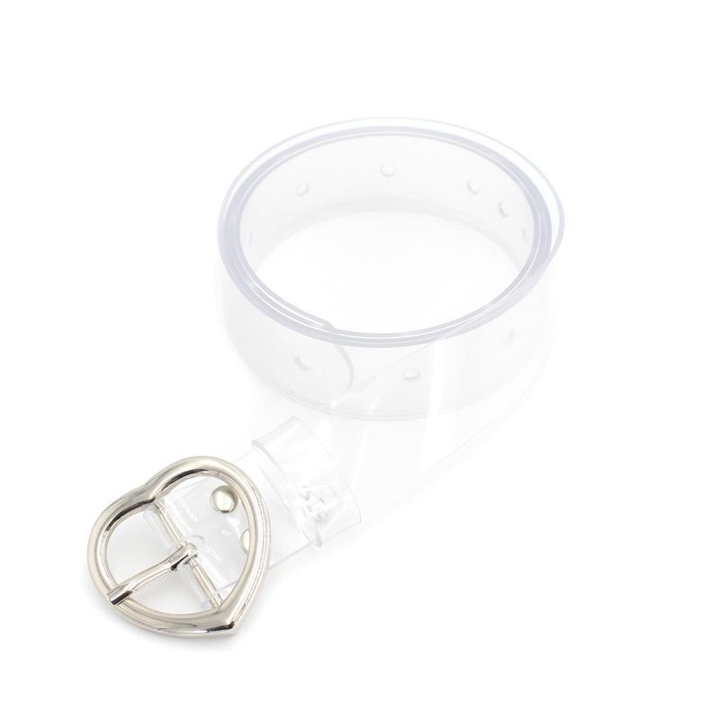 Student Transparent Plastic Belt Women'S Dress Decorated With Simple Love Round Buckle Belt Eight Styles