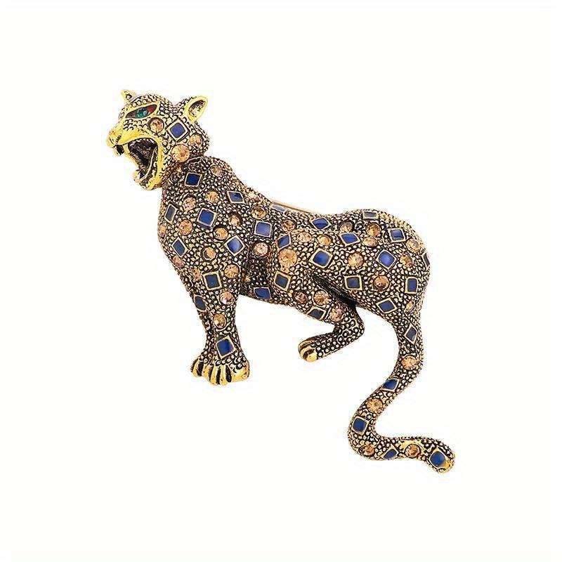 

Vintage Classic Palace Men Women Leopard Crystal Badges Pins Retro Fashion Unisex Casual Suit Rhinestone Brooches Corsage золотой