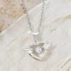 Wind Smart Love Necklace Women'S Simple Versatile Trendy Beating Heart Wings Pendant Slightly Inlaid Clavicle Chain