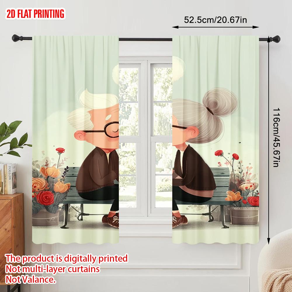 2pcs, plane printing Curtains&Window Treatment Grandparents embrace2 100% Polyester (without rod) Versatile All Use for