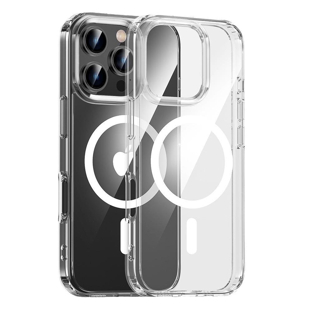 For Apple iPhone 16/15 Pro Max/14/13 Transparent Case, Shockproof Full Coverage, Magnetic Phone Case