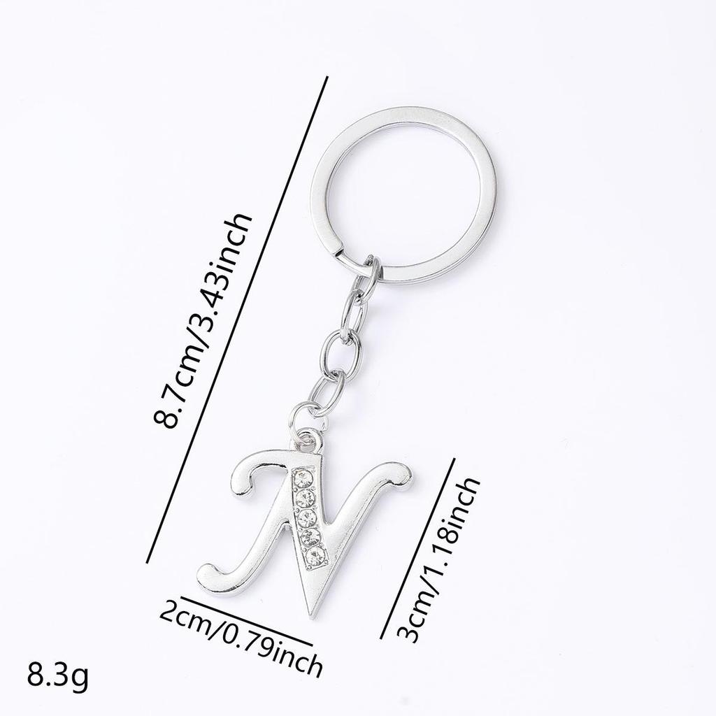 Creative Rhinestone Initials Metal Keychain – Korean Style Car Keyring Party Gift.