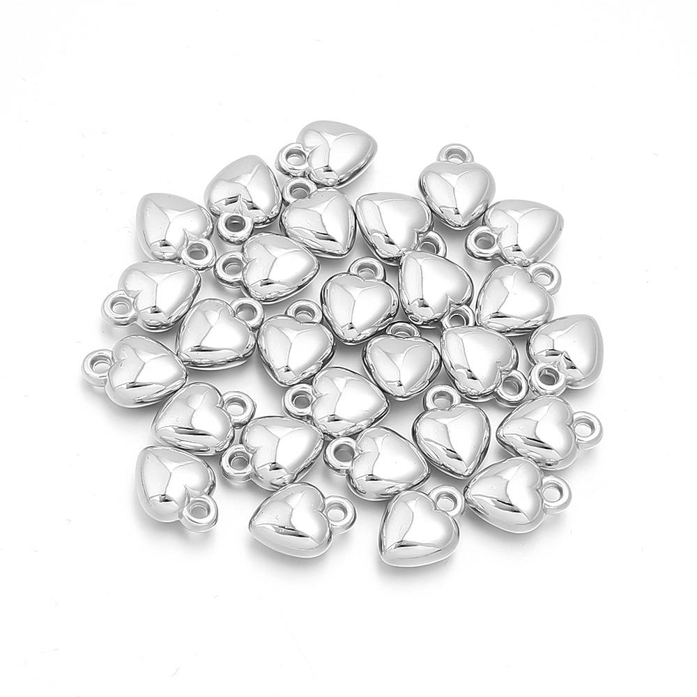 100pcs/lot Gold Color Heart Charms CCB Plastic Charm Beads For Jewelry Making DIY Bracelet Earring Necklace Pendant Accessories