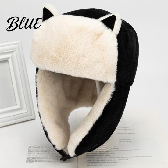 Winter Gifts for Women Ear-Flap Hat, Cute Cat Ear Trapper Warm Plush Thermal Protection Hats Lined Windproof Cap, Ushanka Hat Cold Weather Riding