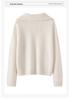 Women's Half-Zip Lapel Cable Knit Cashmere Sweater - Autumn/Winter 2026, Thick & Loose Fit.