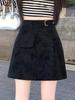 Women's High-Waisted Suede Plush Mini Skirt - Irregular A-Line Design for Autumn/Winter 2025