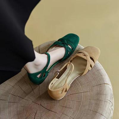 Fashion Womens Shoes 2025 Round Toe Breathable Female Sandal Med Clear Heels Luxury Comfort Girls Beige Medium Summer Block Low