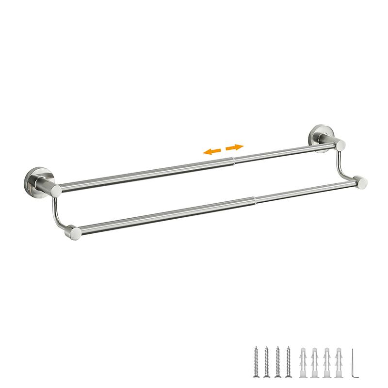Bathroom Retractable Towel Double Bar Black, Chrome Towel Rack Extended Drying Towel Hanging Bar Gold, Nickel EL81024D
