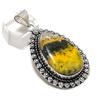 Natural Bumble Bee Jasper Gemstone 925 Sterling Silver Pendant 2.32" ETC-14287