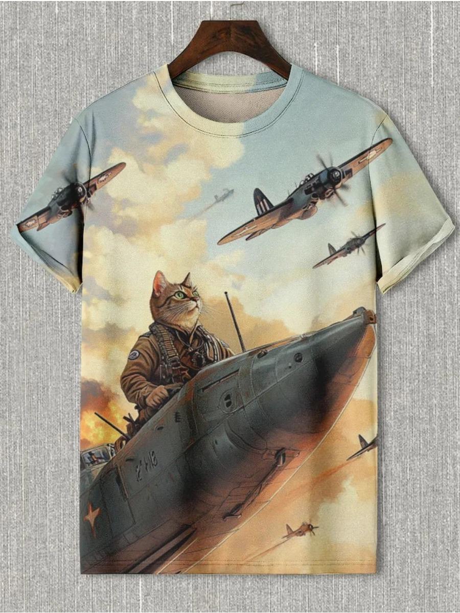 

Летняя мужская футболка с забавным принтом животных и кошек, футболки с короткими рукавами, топы с 3D-принтом, рубашки с круглым вырезом, повседневная мужская одежда для вечеринок 6XL