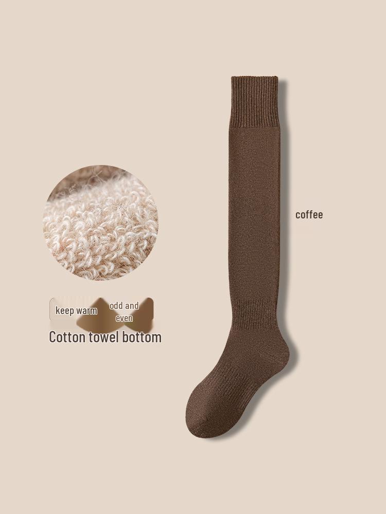 2025 Autumn/Winter Women's Fleece-Lined Over-the-Knee Socks – Warm, Thick, Terry Cotton.