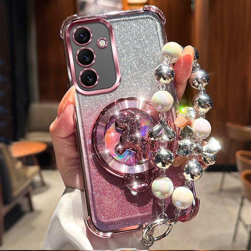 Glitter Pony Bracket Bracelet Case for Samsung Galaxy A17 A07 A37 A57 A16 A26 A36 A56 A06 A15 A25 A35 A55 A14 A24 A34 A54 5G