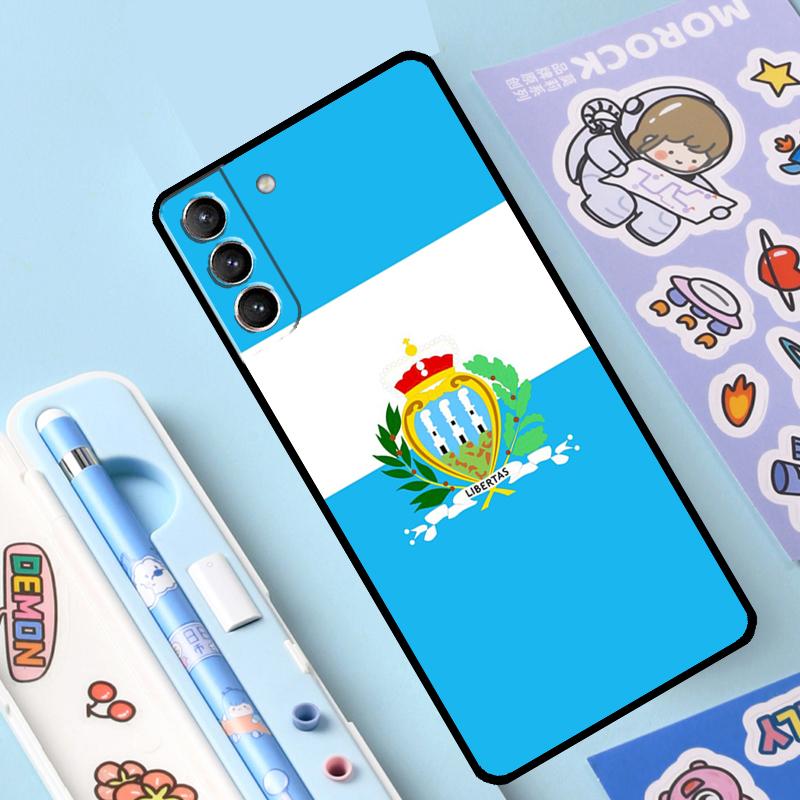 San Marino Flagge Fall für Samsung Galaxy S23 S22 Ultra S21 Plus S8 S9 S10 Hinweis 10 20 Ultra S20 FE S21 FE Abdeckung