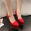 Fashion Thick-soled High Heels Large Size 43 Sexy Slip-on Wedding Shoes Shallow-mouth Party Shoes