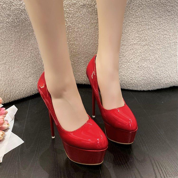 Fashion Thick-soled High Heels Large Size 43 Sexy Slip-on Wedding Shoes Shallow-mouth Party Shoes