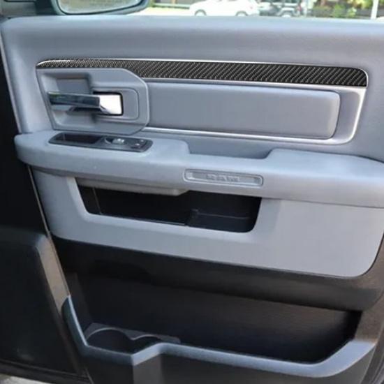 4Pcs For RAM 1500 2013-2018 Carbon Fiber Interior Door Panel Cover Trim