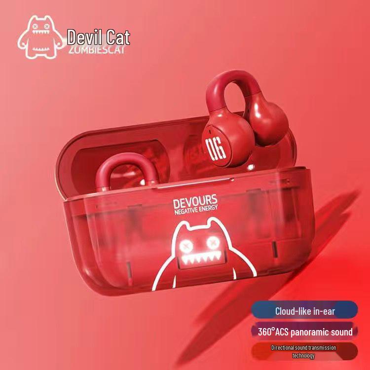

Devil Cat Wireless Noise-Reducing Ear Clip Headphones for Sports, E-sports, and Gaming