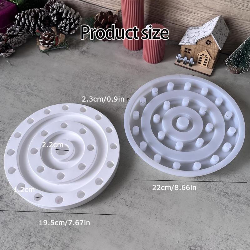 Multi Hole Circular Shape Silicone Candle Holder Molds Easy Demolding For Epoxy Resin Candlestick Plate Home Decoration