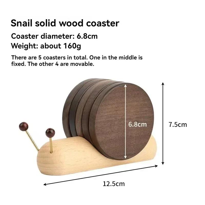 1 Set New Fashion Black Walnut Cartoon Snail Decompression Creative Tea Cup Mat Decoration Insulated Tea Coffee Mug Coaster
