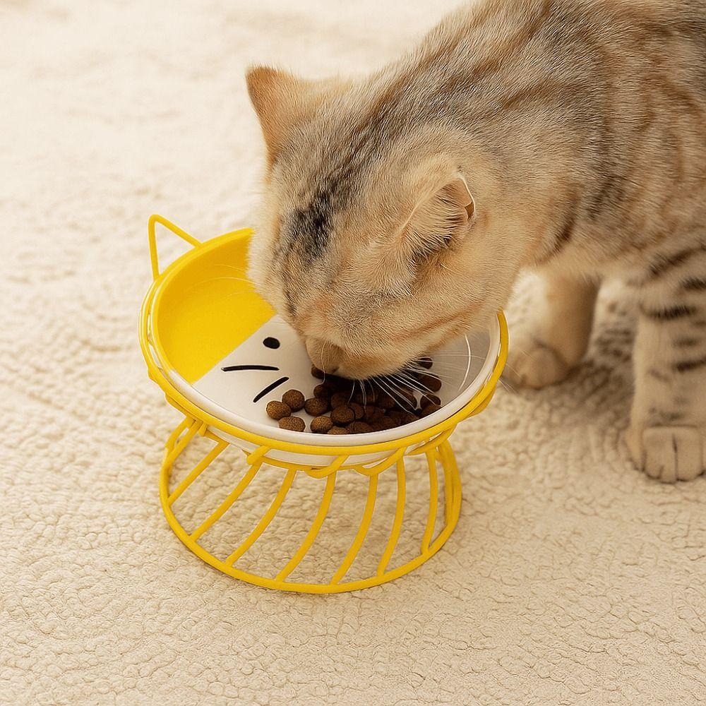 Pet Feeding Bowl With Stand Ceramic Cat Bowl Non-Slip Cartoon Dog Water Bowl Large Capacity Cat Food Bowl for Cats and Dogs