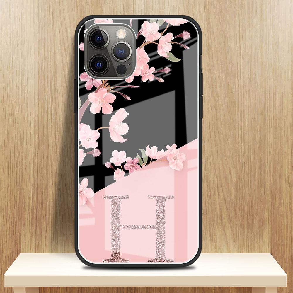 

Изготовленный на заказ чехол Cherry Blossom Flower Initial Glass для Apple iPhone 14 13 Pro 11 12 7 8 Plus SE 2022 XR X XS Max 6 6S Phone Cover iPhone 6 6S