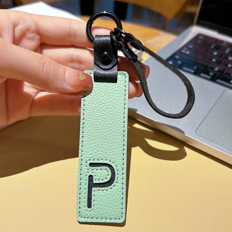 Leather Alphabet Keychain Tags for Car Ornaments & Luggage