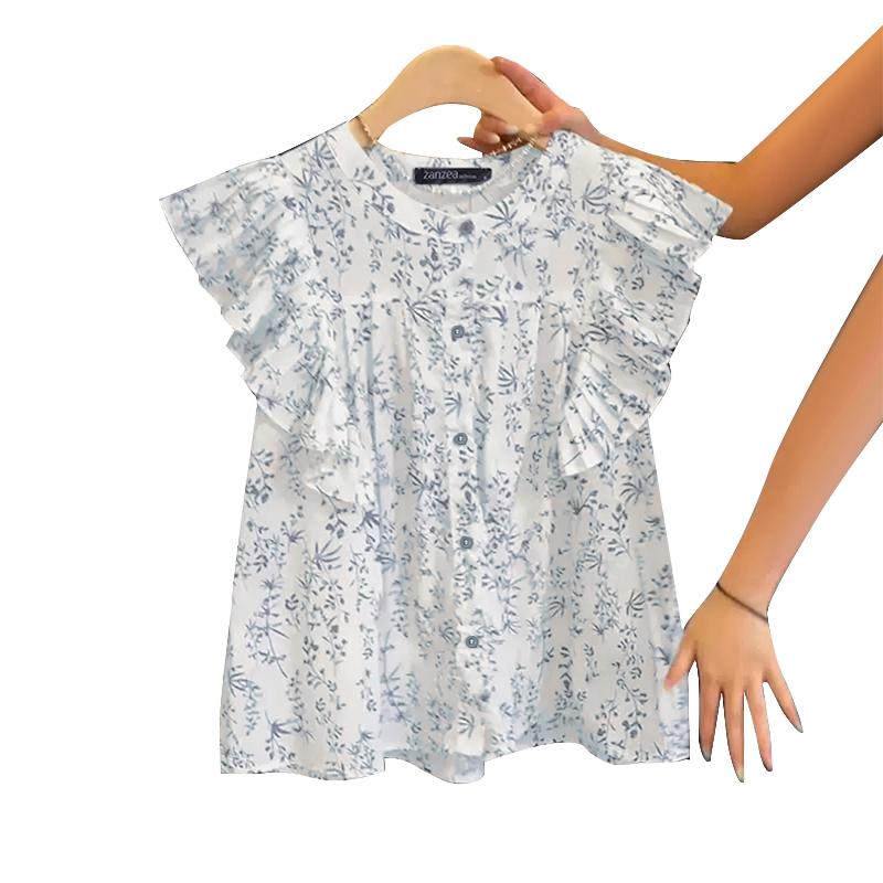 ZANZEA Women Casual Round Neck Print Summer Sleeveless Tank Tops